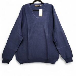 Greg Norman Golf V-Neck Sweater Mens XXL Navy Blue 100% Knit Cotton‎ NEW w/ Tag